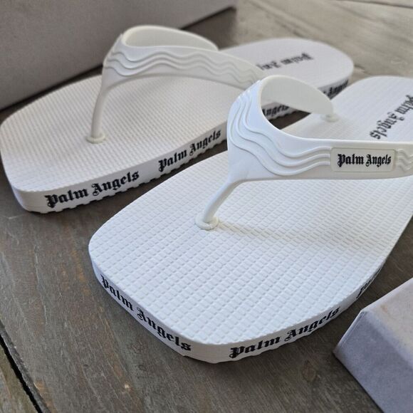 PALM ANGELS LOGO FLIP FLOPS WOMEN SANDALS MADE IN ITALY Size 39 New - Picture 8 of 10